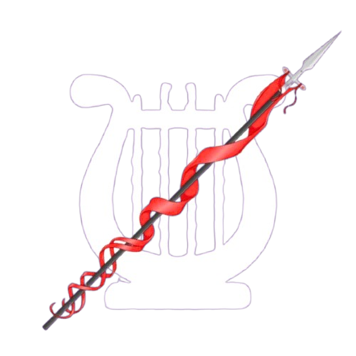 Play music icon. Simple white lyre.
